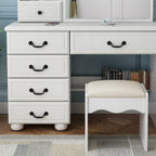 Fashion Vanity Desk with Mirror and Adjustable Lighting in White MDF, 6 Drawers, 3 Color Light Modes - Grand Goldman Shop