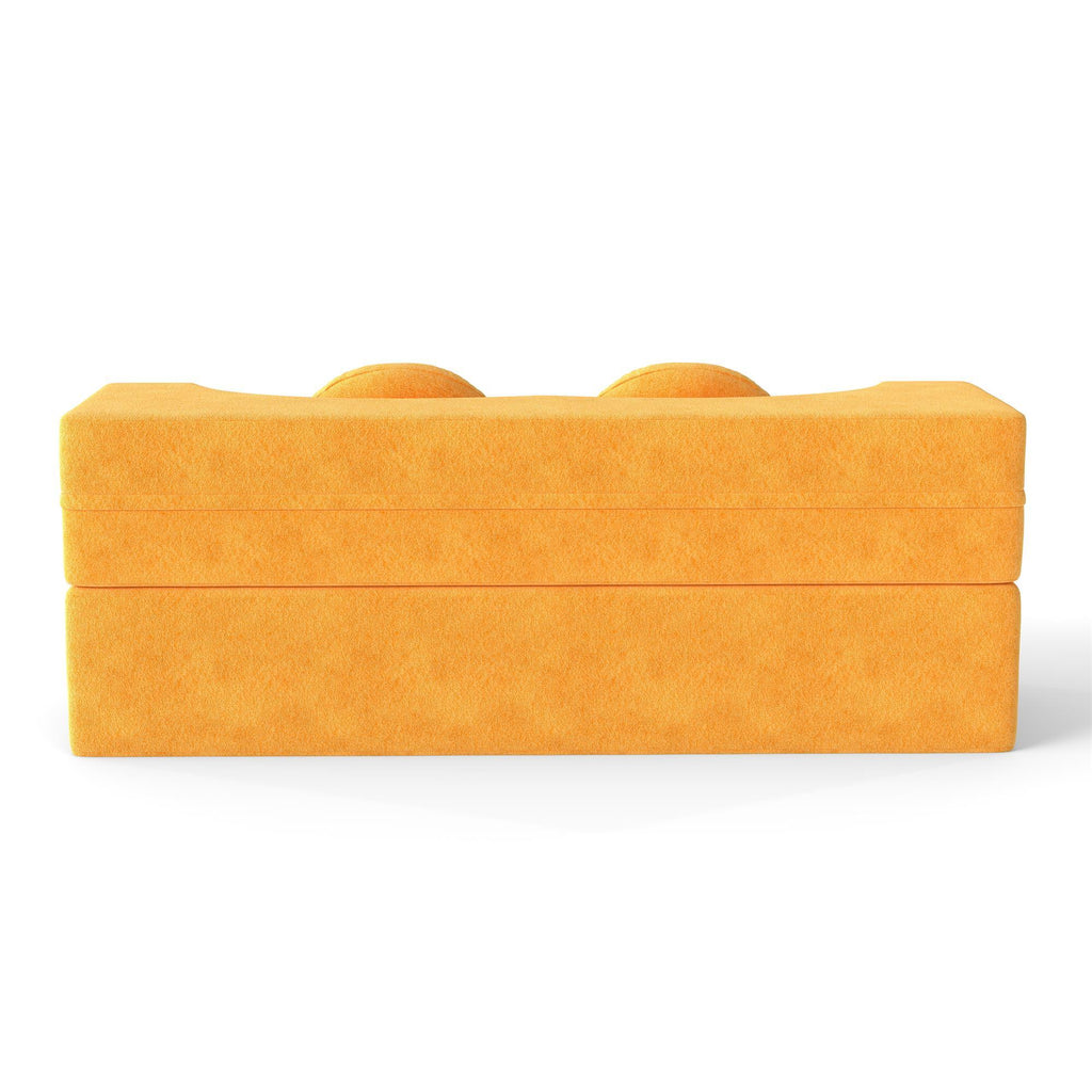 Folding Sofa Bed with Pillow, Twin Sleeper Sofa, Floor & Futon Loveseat Couch, Foam Folding Mattress Sleeper for Living Room, Guest Use, Office, Apartment, No Assembly Required, Yellow - Grand Goldman Shop