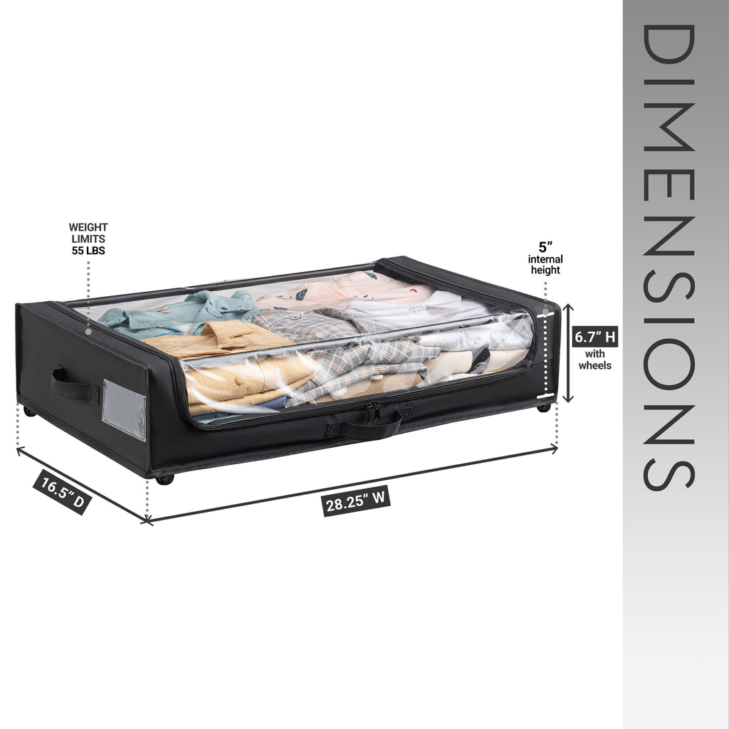 Set of 2 Under-Bed Rolling Storage Container with Transparent Cover, Versatile Space-Saving Design, and Smooth-Glide Multi-Directional Wheels – Ideal for Organizing Clothes, Shoes, and More - Grand Goldman Shop