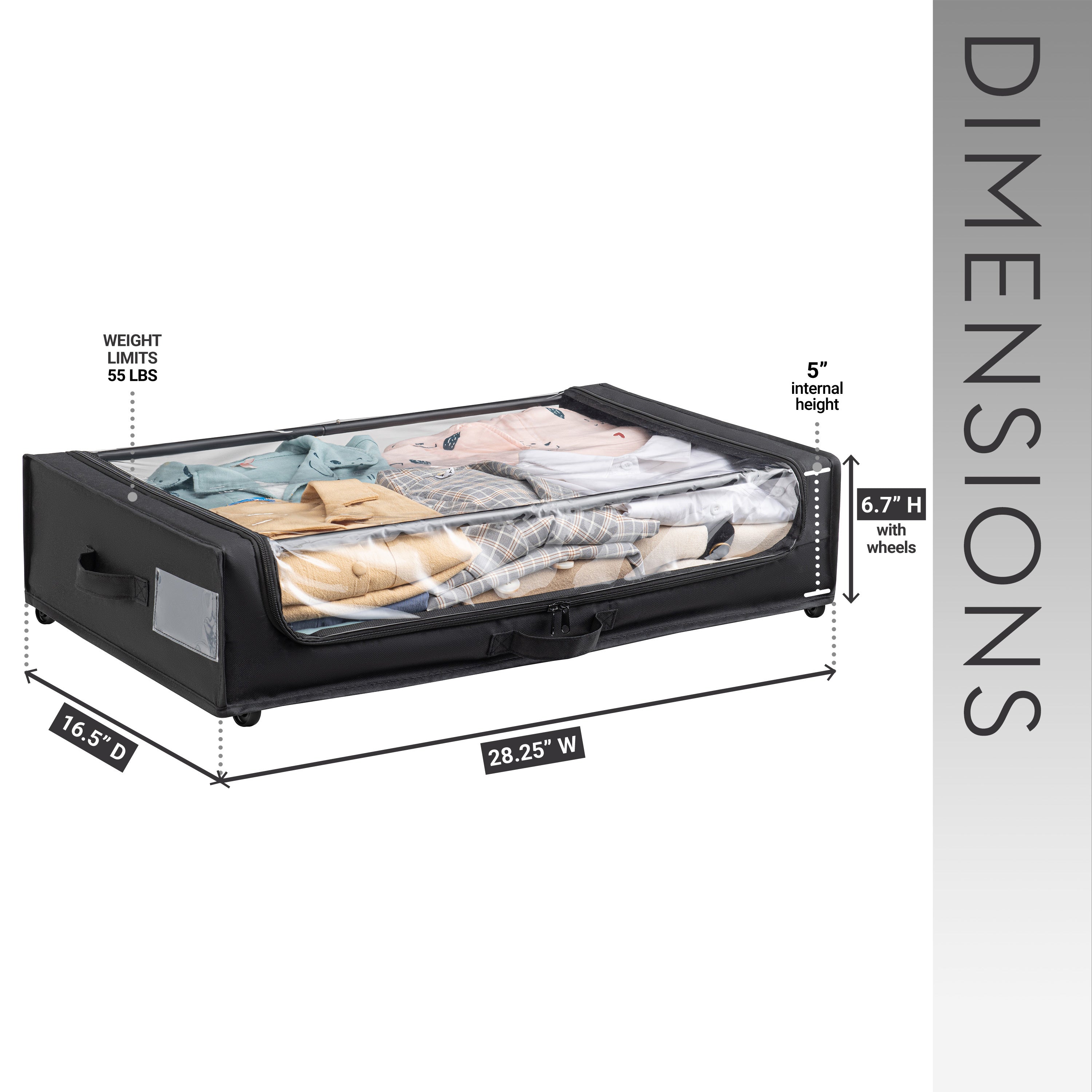 Set of 2 Under-Bed Rolling Storage Container with Transparent Cover, Versatile Space-Saving Design, and Smooth-Glide Multi-Directional Wheels – Ideal for Organizing Clothes, Shoes, and More - Grand Goldman Shop