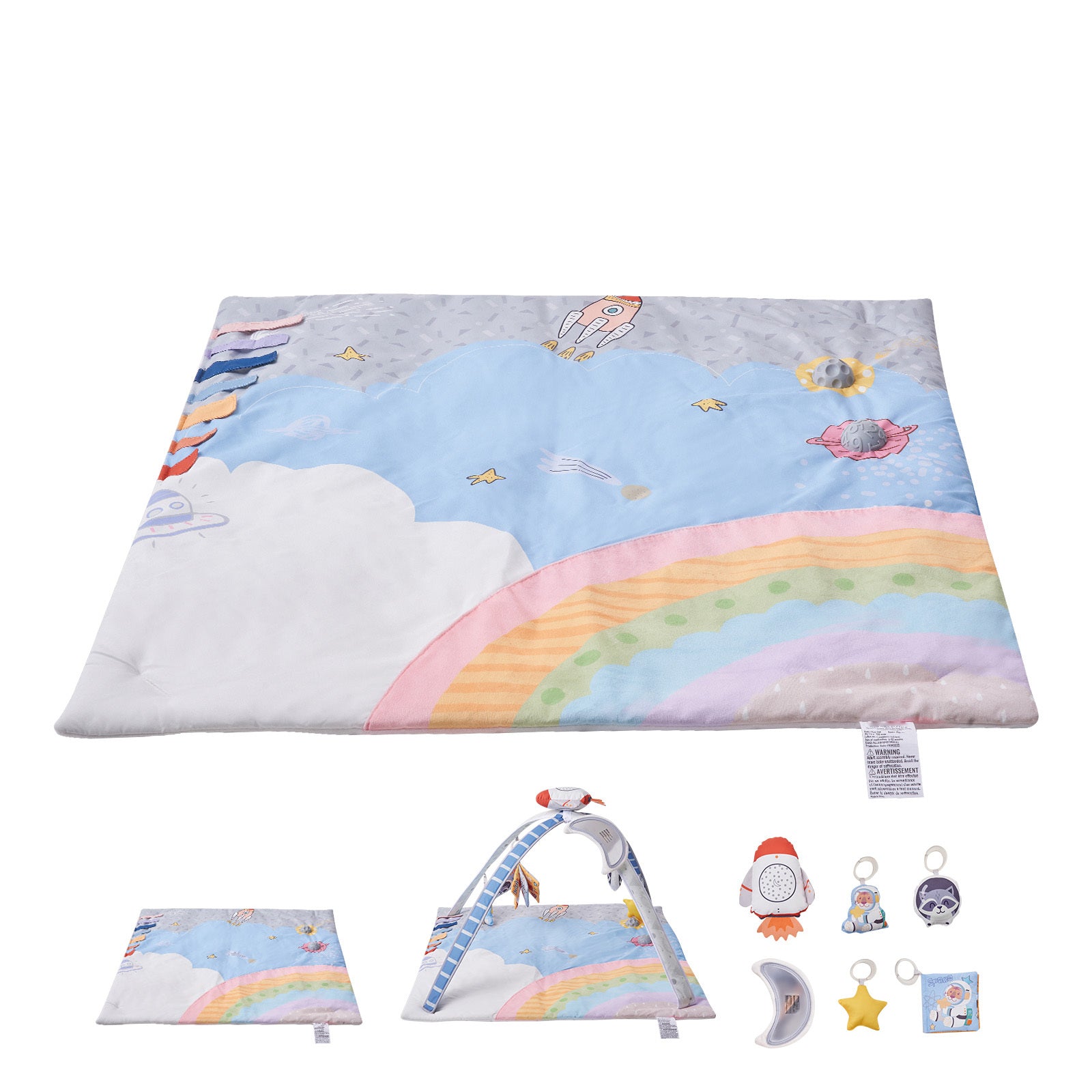Baby Play Gym Mat Tummy Time Activity Mat with 6 Sensory Toys 35.0' x 35.0' - Grand Goldman