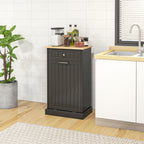 HOMCOM Kitchen Tilt Out Trash Bin Cabinet Free Standing Recycling Cabinet Trash Can Holder With Drawer, Black - Grand Goldman Shop
