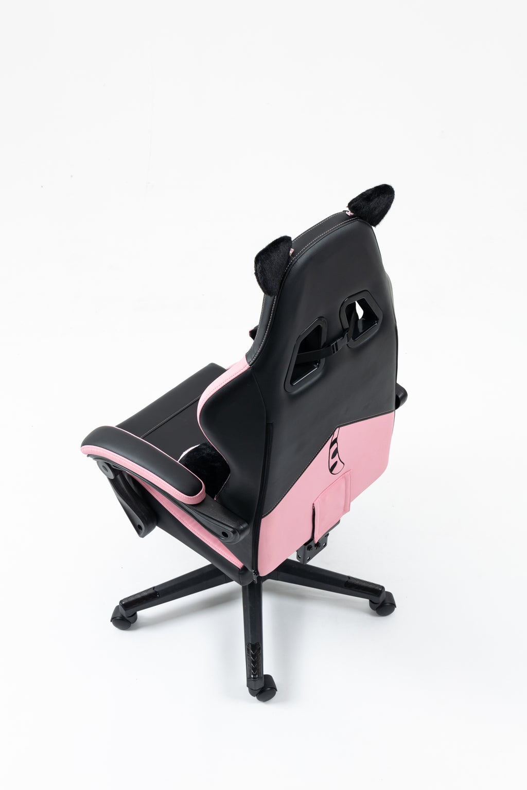Cute Cat Gaming Chair with Paw Lumbar Cushion, PC Video Gamer Chair for Girl Teen Woman (Black) | Premium Home Decor - Grand 