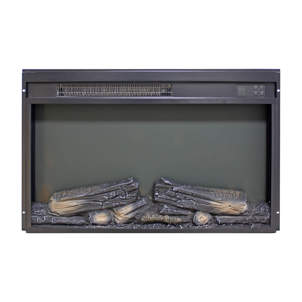 26 inch electric fireplace insert, ultra thin heater with log set & realistic flame, remote control with timer, overheating protection - Grand Goldman Shop