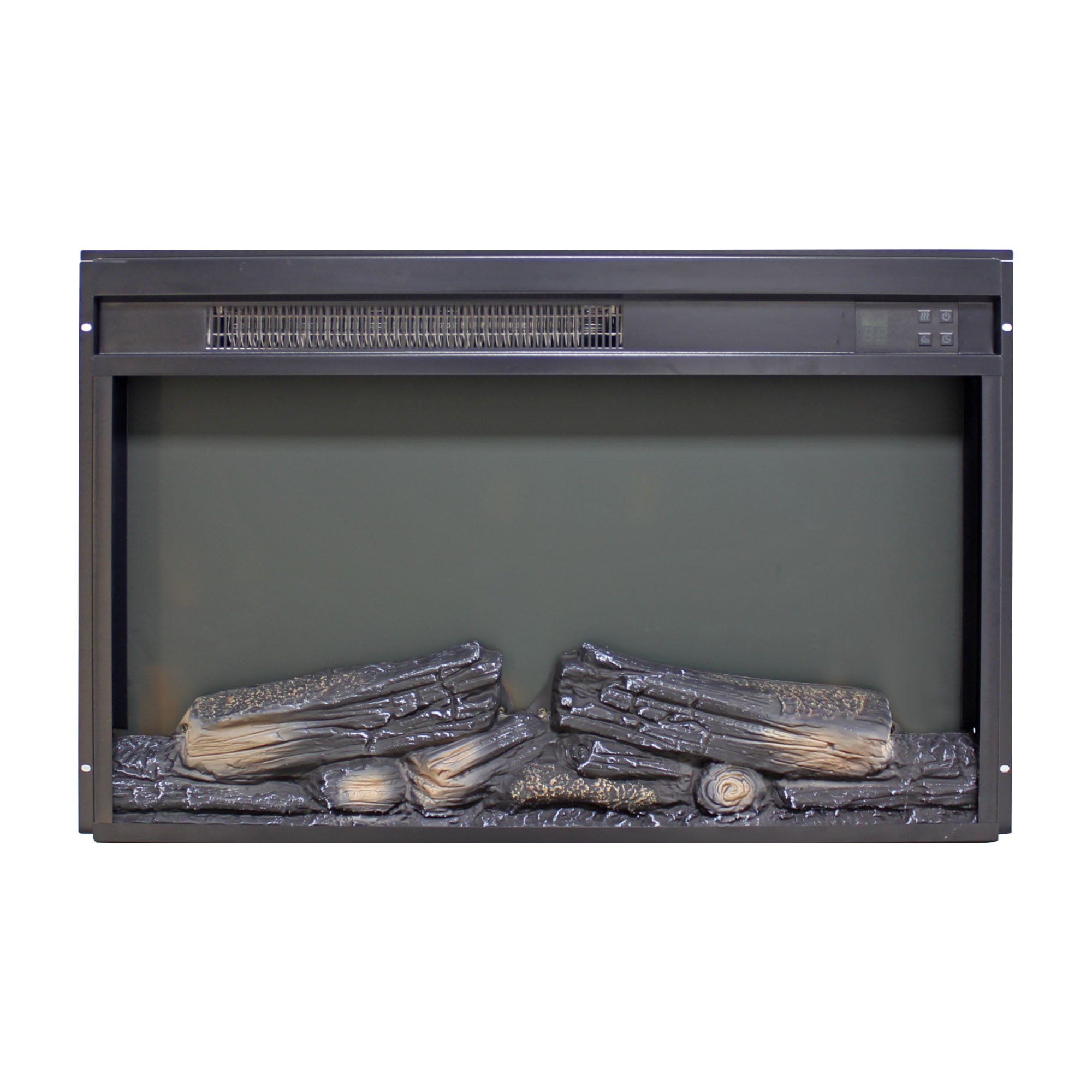 26 inch electric fireplace insert, ultra thin heater with log set & realistic flame, remote control with timer, overheating protection - Grand Goldman Shop