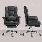 HOMCOM Executive Office Chair, PU Leather Ergonomic Office Desk Chair, Reclining and Swivel Chair with Footrest and Lumbar Su