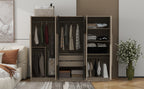 6-Doors Wooden Wardrobe Storage for Bedroom,with 2 Drawers Inside,Black+Nature - Grand Goldman Shop