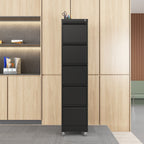 Heavy Duty Black Metal 5 Drawer Vertical File Cabinet with Lock and Wheels for Home Office - Grand Goldman