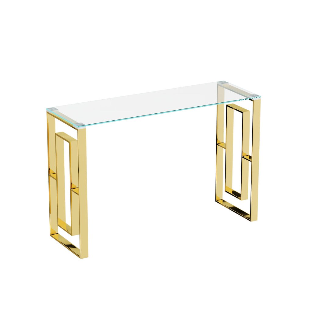 Console Table Stainless Steel Glass,Meal side table Golden Clear  bs-02 - Grand Goldman Shop