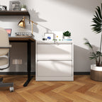 Premium 2 Drawer Metal Lateral File Cabinet with Lock, White Steel Filing Cabinet for Home Office - Grand Goldman