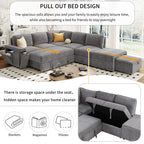 U_STYLE L-shaped Pull-Out Sofa Bed with Storage, USB Ports, and Cup Holders, Modular Design for Living Rooms, Offices & Apartments - Grand Goldman Shop