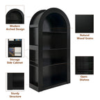 78.74' Tall Arched Bookcase, Mid Century Modern 4-Tier Arched Storage Bookcase with Open Display Storage Shelf for Dining Room, Living Room,Bedroom (Black) - Grand Goldman Shop