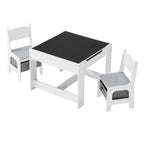 Kids Table and 2 Chairs Set, Toddler Table and Chair Set with Storage Space under the Table, Cloth Storage Box under the Chai