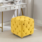 Yellow Modern Velvet Upholstered Ottoman, Exquisite Small End Table, Soft Foot Stool, Dressing Makeup Chair, Comfortable Seat for Living Room, Bedroom, Entrance - Grand Goldman Shop