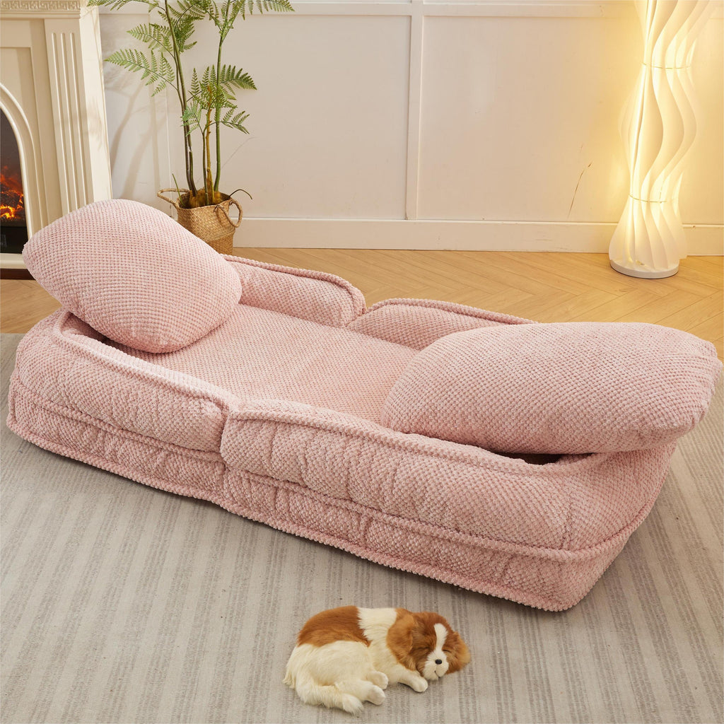[VIDEO provided] Human Dog Bed ,Lazy Sofa Couch ,5 Adjustable Position,sit,sleep,fold,suit to put in bedroom, living room ,Space Saving Design ,Pink - Grand Goldman Shop