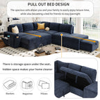 U_STYLE L-shaped Pull-Out Sofa Bed with Storage, USB Ports, and Cup Holders, Modular Design for Living Rooms, Offices & Apartments - Grand Goldman Shop