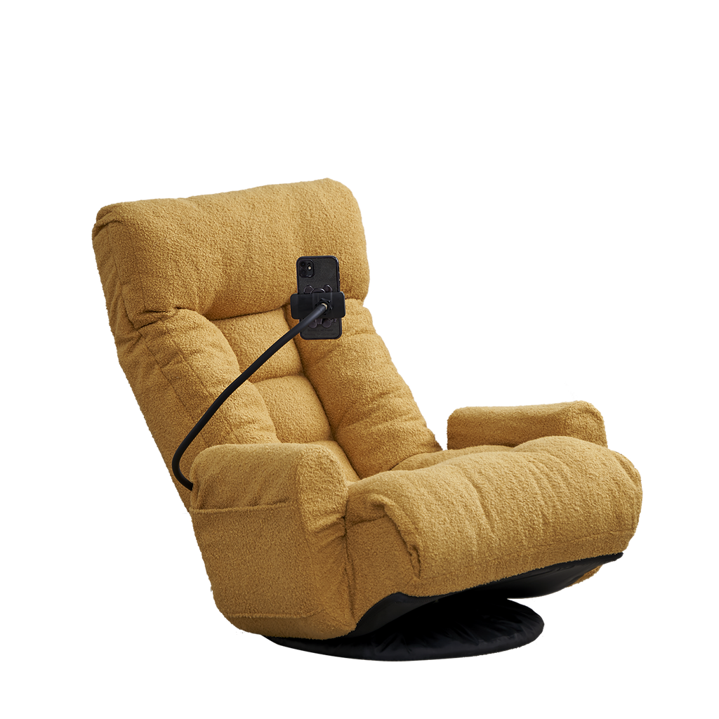 Adjustable Yellow Swivel Lounge Chair with 360-Degree Rotating Seat and Headrest Support, Leisure Chair Deck Chair - Game Chair for Living Room - Grand Goldman Shop