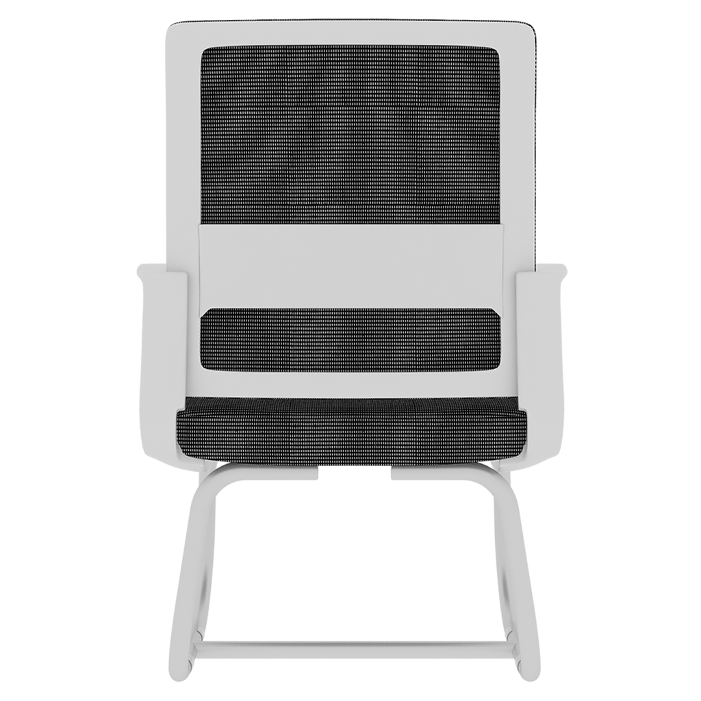 Minimalist Modern Office Chair with Metal Frame, Soft Mesh Backrest, Comfortable Polyurethane Cushion, White+Black, Suitable 