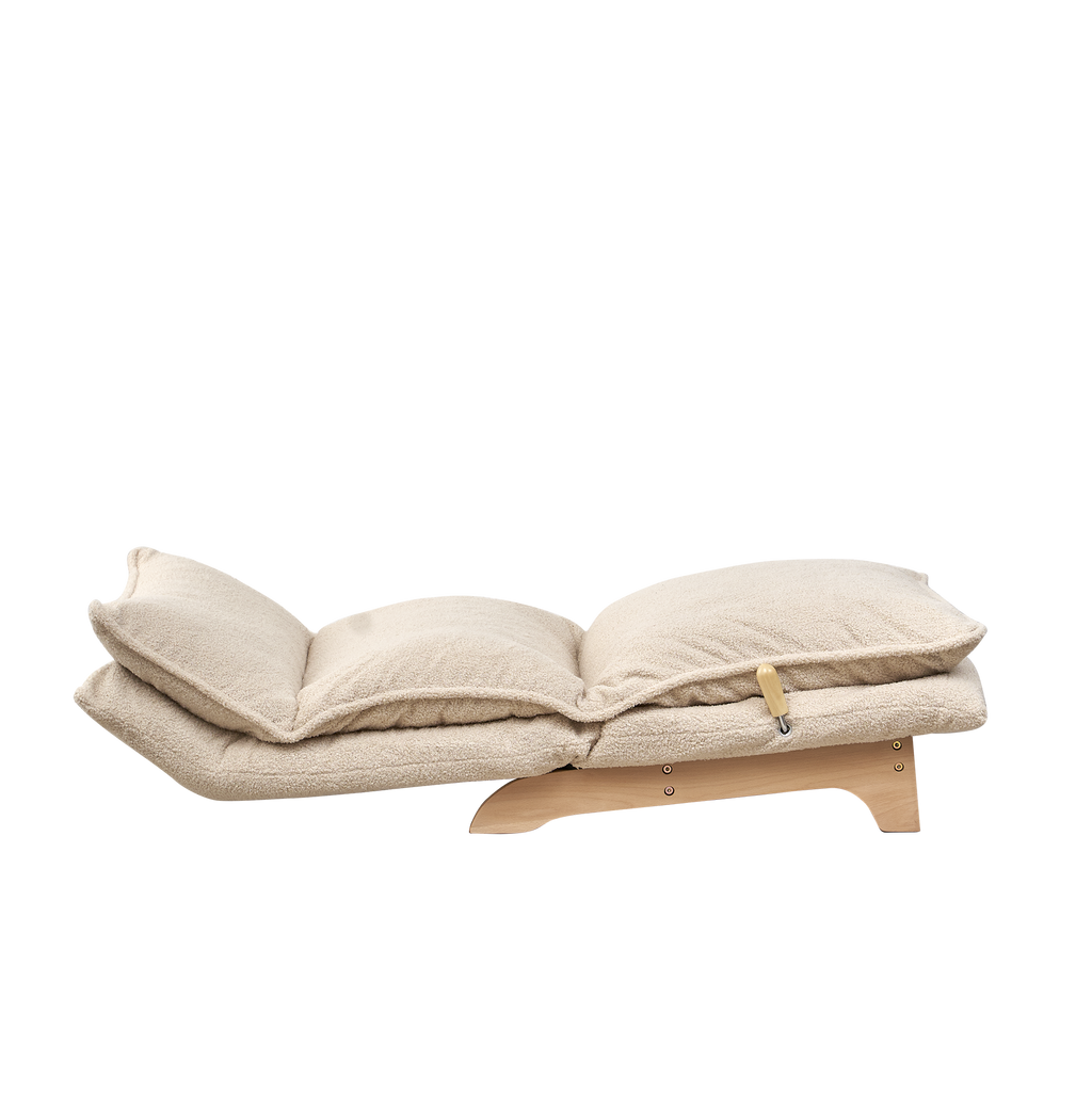 Foldable Metal Frame - Beige Reclining Single Sofa Chair for Bedroom or Balcony - Lazy Leisure Lounge Chair - Grand Goldman Shop