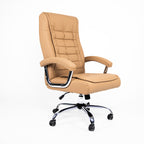 Executive Office Chair High Back PU Leather Desk Chair with Spring Seat Cushion, Ergonomic Swivel Computer Chair with Chrome 