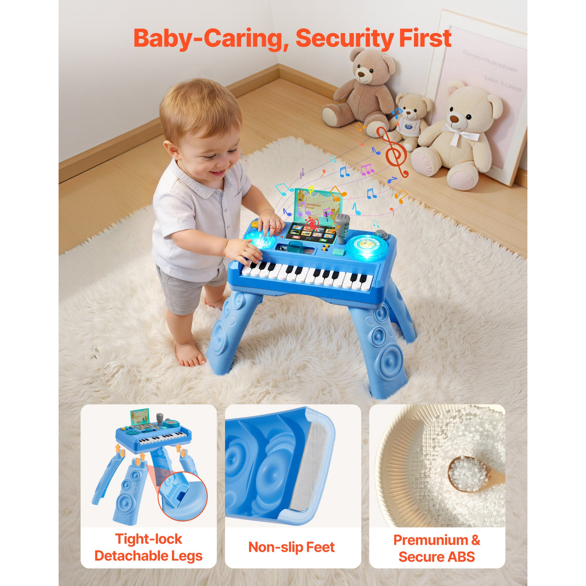 Baby DJ Playset for Toddlers 1-3, Educational Musical Table Toys with 133 Sound Sources, Recording and LED DJ Turntable, Baby