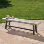 Tranquilizer Outdoor Acacia Wood Bench with Slat Panel Design, Sandblasted Light Gray + Black - Grand Goldman Shop