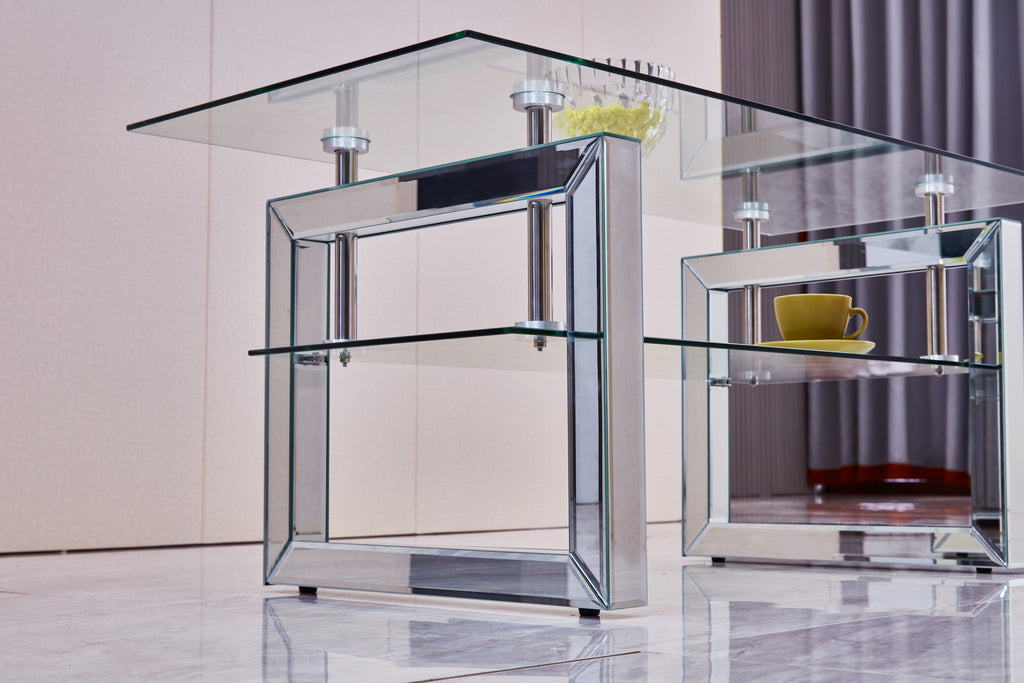 W 39.4' X D 19.7 ' X H 17.7' Transparent tempered glass coffee table, coffee table - Grand Goldman Shop