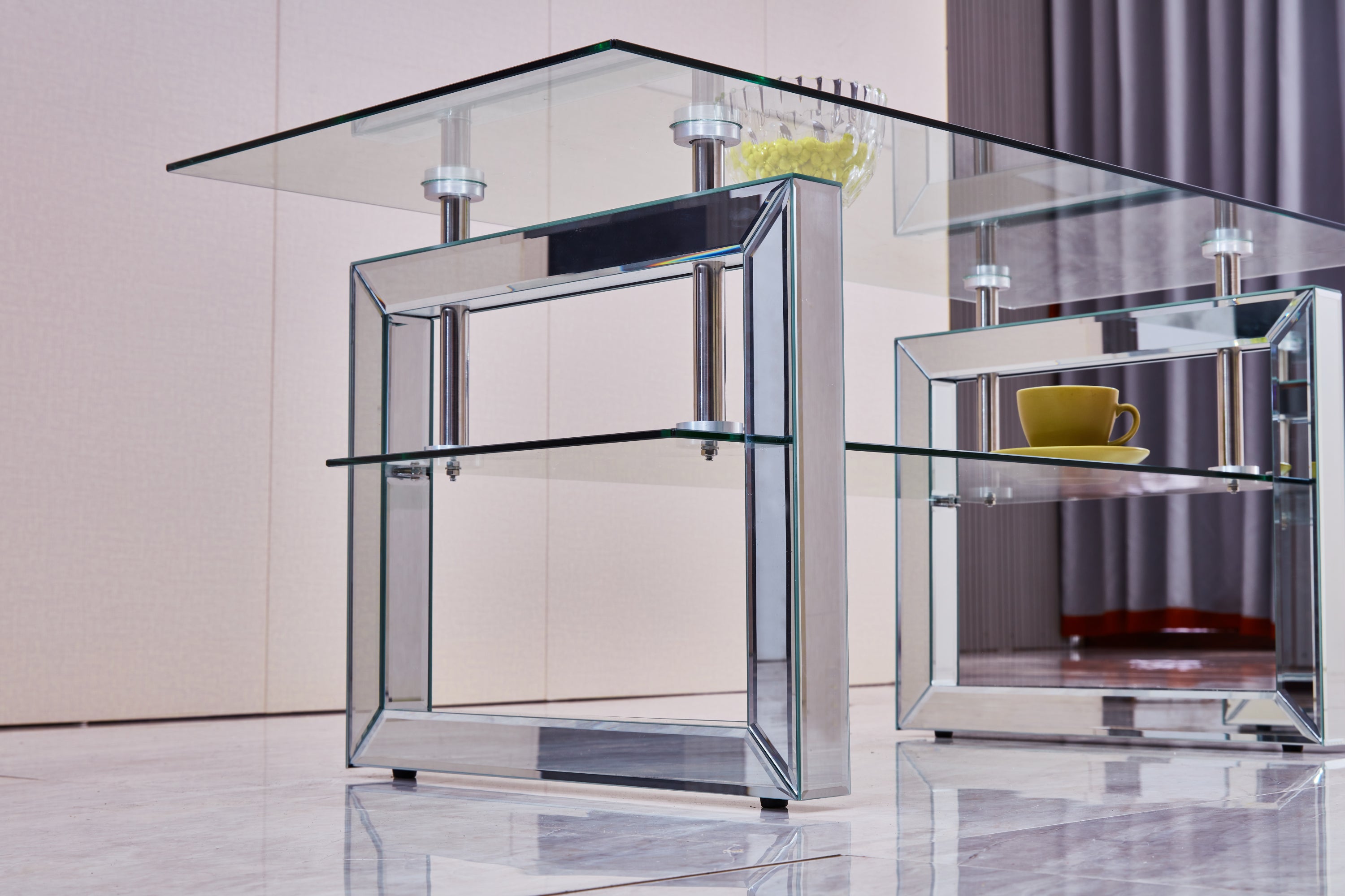 W 39.4' X D 19.7 ' X H 17.7' Transparent tempered glass coffee table, coffee table - Grand Goldman Shop
