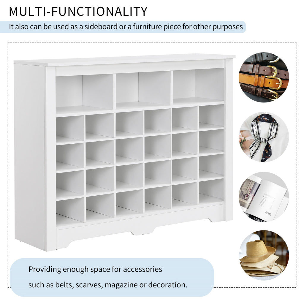 Sleek Design 24 Shoe Cubby Console, Modern Shoe Cabinet - Grand Goldman Shop