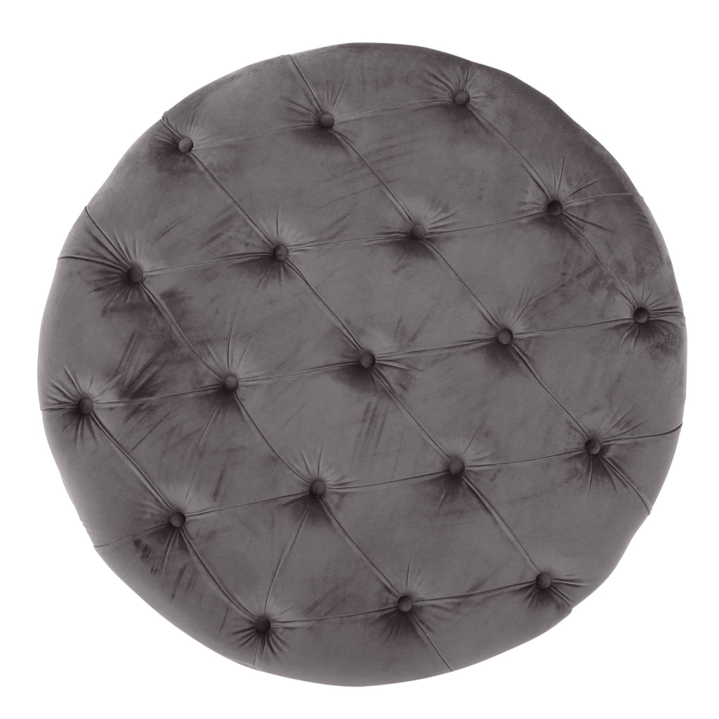 Modern Velvet Ottoman Footstool with Plush Cushioning in Grey - Grand Goldman Shop