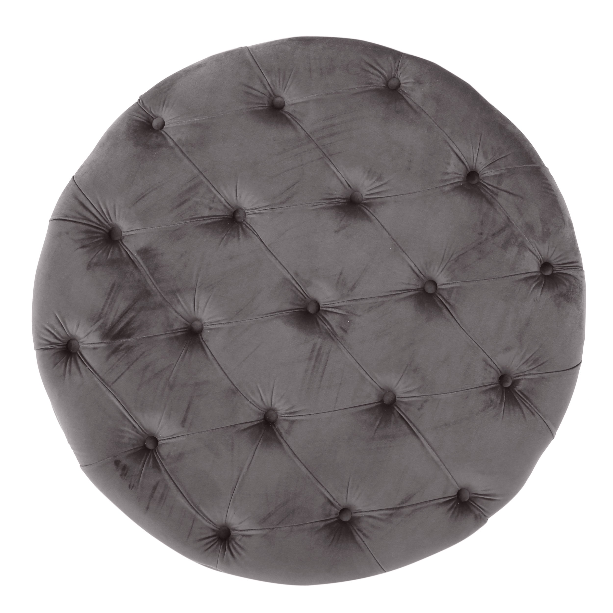 Modern Velvet Ottoman Footstool with Plush Cushioning in Grey - Grand Goldman Shop