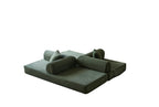 78.8' Compression Sofa,Convertible Floor Sofa Bed-with Pillow Back Support Armrest,Comfy Futon Couch Sleeper Bed,Loveseats Boneless Modular Sectional Sofa,Corduroy fabric,for Living Room,Bedroom,Green - Grand Goldman Shop