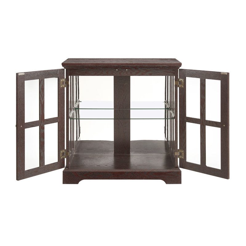 LED Curio Display Cabinet,Antique Display Cabinet with Adjustable Shelves,Retro Design Quality Showcase with Lattice Doors Elegant Bookcase and Storage Cabinet for Home Decor and Organization CHE - Grand Goldman Shop