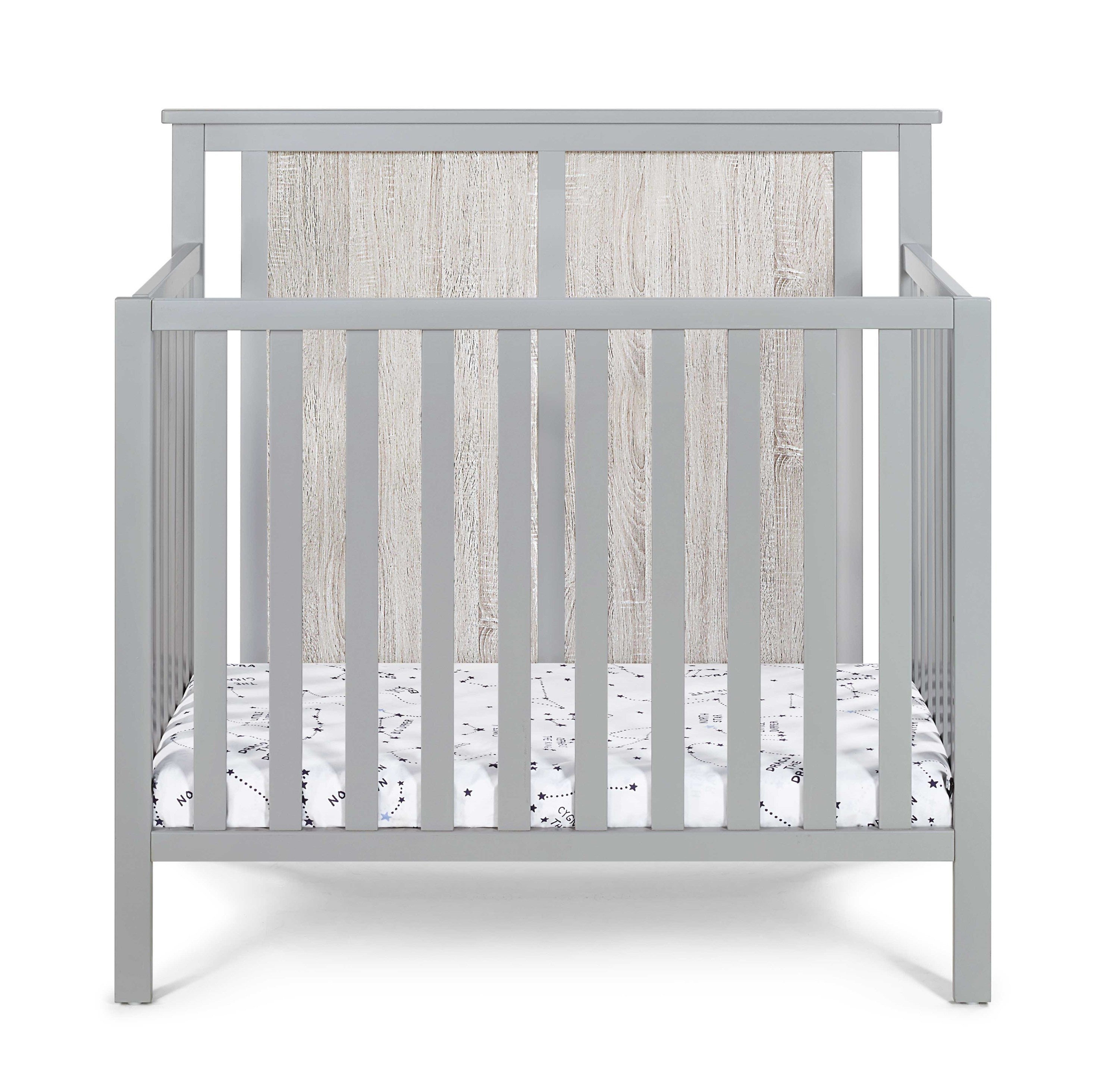 Connelly Mini Crib With Mattress Pad Gray/Rockport Gray | Premium Home Decor - Grand Goldman