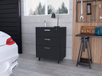 3 Drawers Storage Cabinet with Casters Lions Office, Black Wengue Finish - Grand Goldman