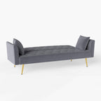 Modern convertible 72 inch foldable sleeper sofa with tufted, American retro style, made of gray velvet material, suitable for small living rooms, bedrooms and offices. gray color - Grand Goldman Shop
