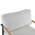 Modern Accent Chair with Plush Cushions, Metal Frame, Wooden Armrest - Cozy Seating for Living Room, Bedroom, Office - Grand Goldman Shop