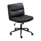 Bizerte Adjustable Swivel Criss-Cross Chair, Wide Seat/ Office Chair /Vanity Chair, Black - Grand Goldman