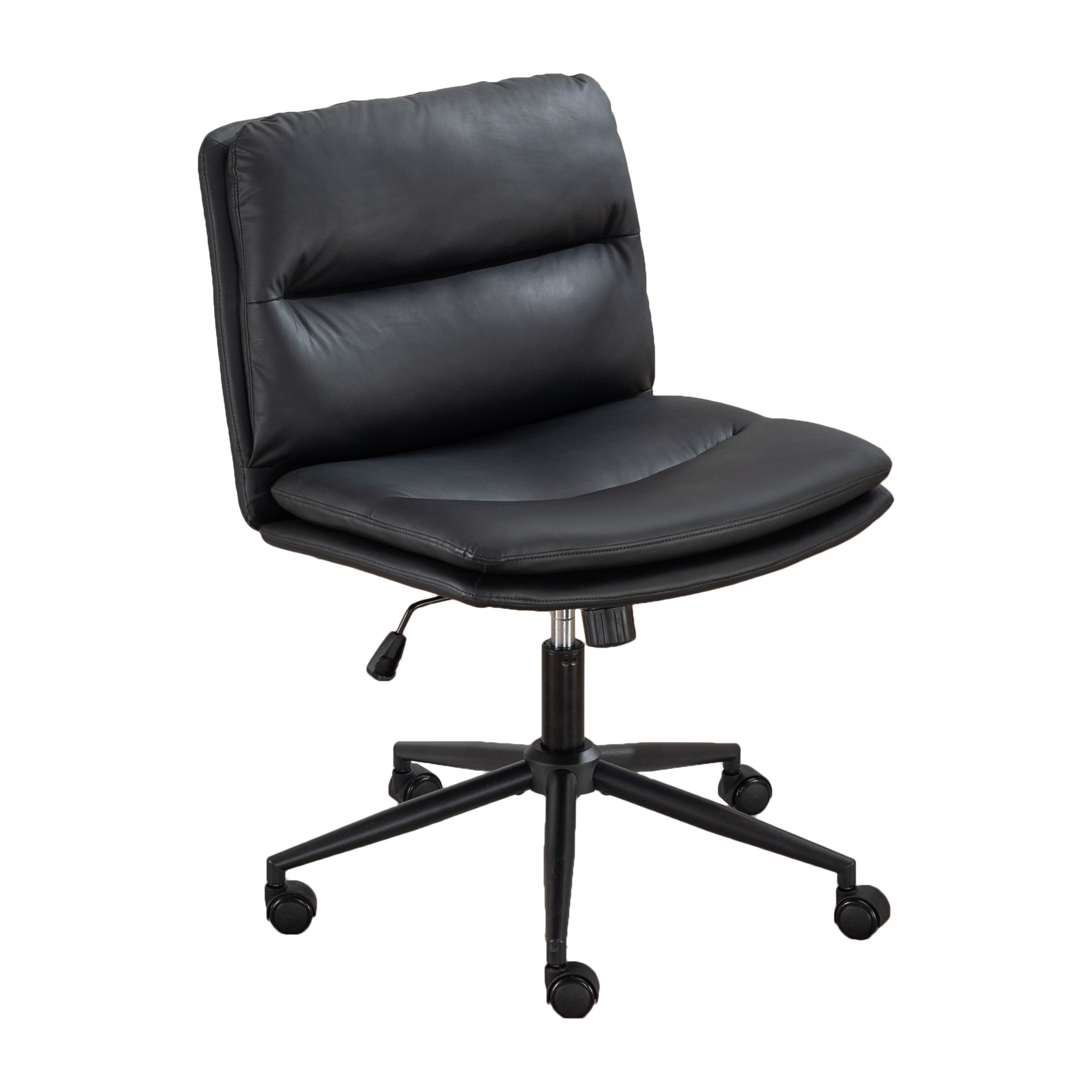 Bizerte Adjustable Swivel Criss-Cross Chair, Wide Seat/ Office Chair /Vanity Chair, Black - Grand Goldman