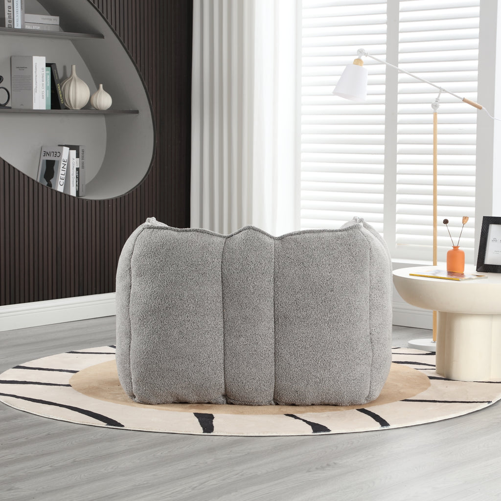 Soft Chenille Bean Bag Chair with High Resilient Foam for Living Room and Bedroom, Comfortable Square Lazy Sofa with Footstool for Adults - Grand Goldman Shop
