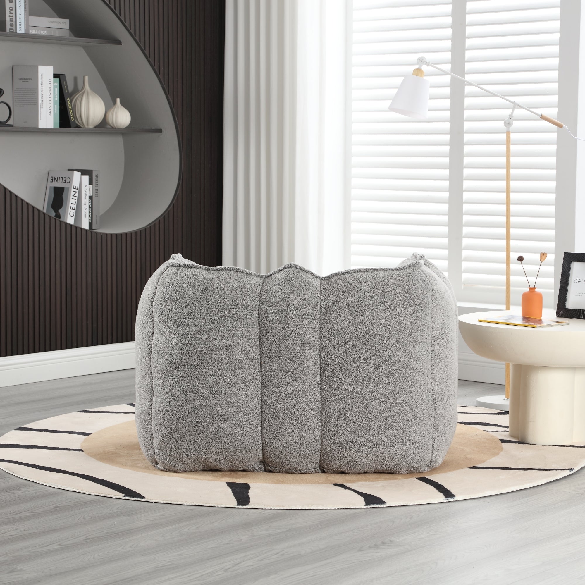 Soft Chenille Bean Bag Chair with High Resilient Foam for Living Room and Bedroom, Comfortable Square Lazy Sofa with Footstool for Adults - Grand Goldman Shop