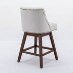 Ivory Upholstered Counter Height Swivel Barstools Set of 2, 26'' H Seat, Fabric and Rubber Wood - Grand Goldman Shop