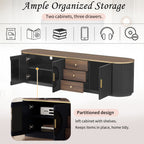 70.8'' Modern Minimalist TV Stand for TVs up to 80 Inches, Entertainment Center with 3 Drawers and 1 Shelf, Metal Handles and 2 Cabinets for Living room - Grand Goldman Shop