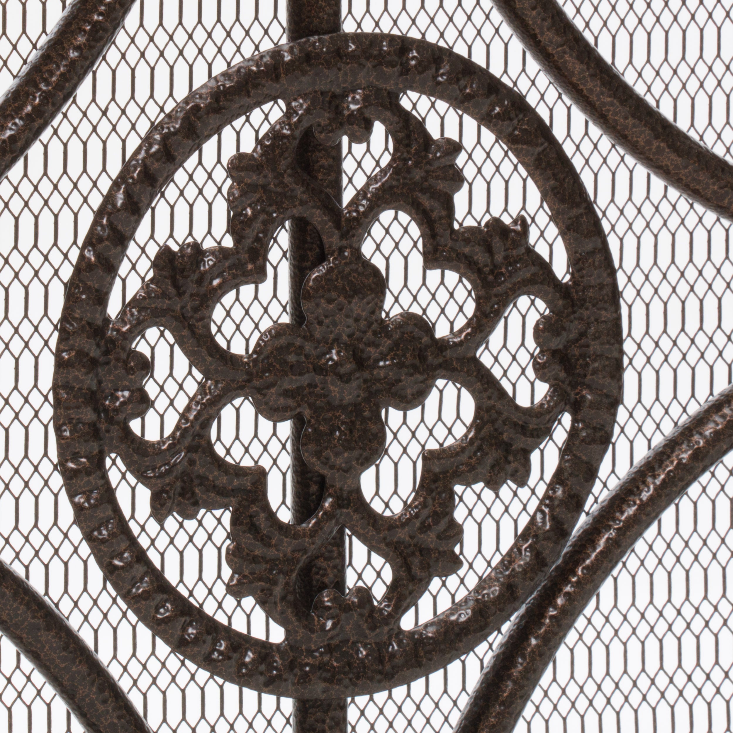 Darcie Wrought Iron Fireplace Screen Gold Finish Ornate Design 44.5 x 9.75 x 35 inches - Grand Goldman Shop
