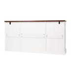 White Farmhouse Barn Door Storage Cabinet with 2 Drawers & Door Rack, Adjustable Shelves, MDF Construction, 63.11' L x 15.75' W x 32.09' H - Grand Goldman Shop