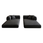 78.8' Compression Sofa,Convertible Floor Sofa Bed-with Pillow Back Support Armrest,Comfy Futon Couch Sleeper Bed,Loveseats Boneless Modular Sectional Sofa,Corduroy fabric,for Living Room,Bedroom,Black - Grand Goldman Shop
