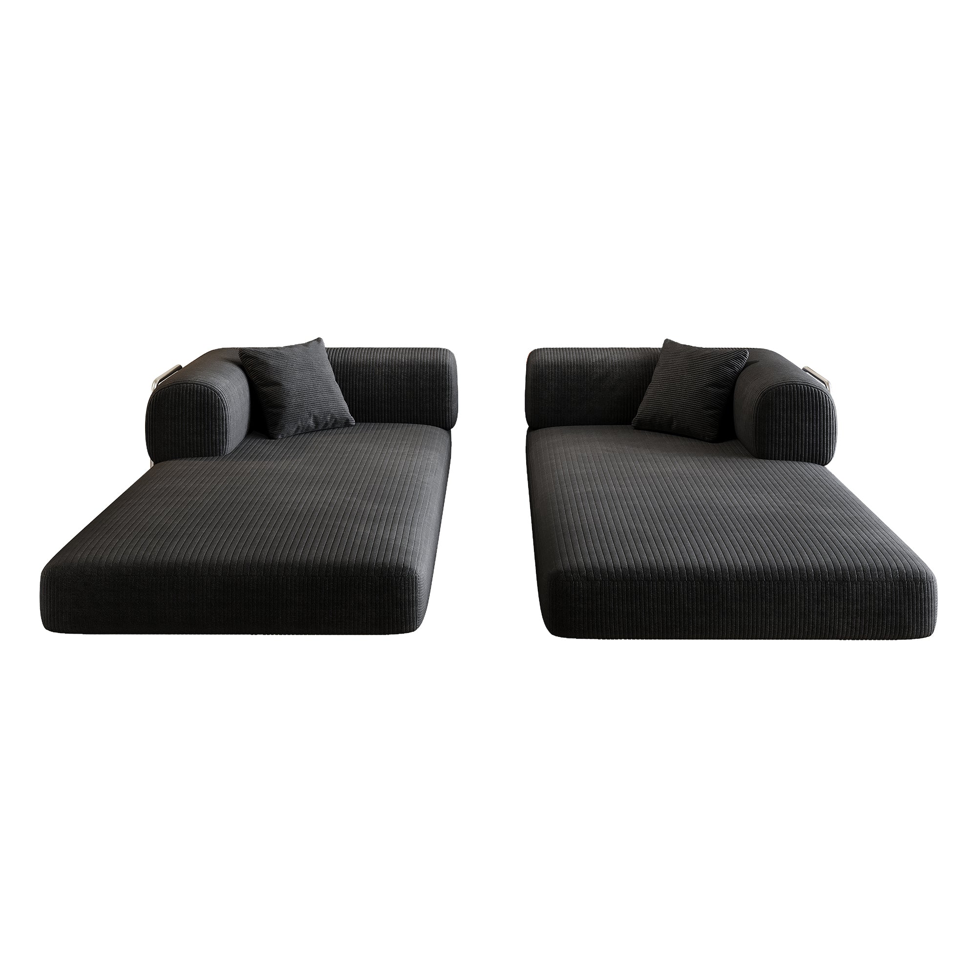 78.8' Compression Sofa,Convertible Floor Sofa Bed-with Pillow Back Support Armrest,Comfy Futon Couch Sleeper Bed,Loveseats Boneless Modular Sectional Sofa,Corduroy fabric,for Living Room,Bedroom,Black - Grand Goldman Shop