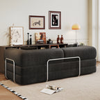 78.8' Compression Sofa,Convertible Floor Sofa Bed-with Pillow Back Support Armrest,Comfy Futon Couch Sleeper Bed,Loveseats Boneless Modular Sectional Sofa,Corduroy fabric,for Living Room,Bedroom,Black - Grand Goldman Shop