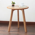 Round End Table- Small End Table Side Table Coffee Table Bedside Table Night Stand for Living Room Bedroom & Balcony, 100% Natural Solid Oak Wood Easy to Assemble - Grand Goldman Shop