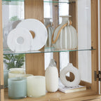 Lighted Glass Curio Display Cabinet,Display Cabinet,Glass Storage Cabinet Glass Wine cabinet Wood Frame Toy Display for Living Room, Kitchen, Pantry light bulb included Light oak - Grand Goldman Shop
